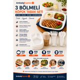 Ambalaj Express.com.tr 100li Köpük Tabildot, 100 Plastik Çatal, 100 Plastik kaşık, 100 karton bardak
