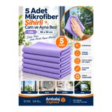 Ambalaj Express.com.tr 5 adet Lacoste Mikrofiber Sihirli Cam Ve Ayna Bezi 40x50 Lila