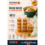 Ambalaj Express.com.tr 50 Adet Sızdırmaz 120 ml Mini Saklama Kabı Sosluk Buzluk Kabı, Et Suyu, Kemik Suyu, Sos Kabı Mutfak