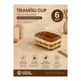 Ambalaj Express.com.tr 6'lı Tiramisu Cup 300 cc Mika Kase Plastik Şeffaf Kapaklı Sunum Kabı Tatlı & Meze Ve Salata Kap