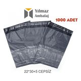 Ambalaj İstanbul 22*30+5 Cepsiz Kargo Poşeti 1000 ADET - 18S-Siyah