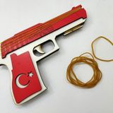 Ambalaj Lastiği Fırlatan Otomatik Oyuncak Tahta Tabanca 30 Lastik Hediye Sağlam Çocuk Oyuncağı