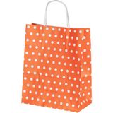 Ambalaj Pazarı Burgu Saplı Puantiye Turuncu Kağıt Çanta 25X12X31 cm - 25 Adet - Çok Renkli - Burgu Saplı Kağıt Çanta