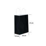 AMBALAJDÜNYAM Burgu Saplı Kraft Kağıt Çanta Karton Hediyelik Poşet Torba - Siyah - 25x12x31 Cm. - 10 Adetlik Paket
