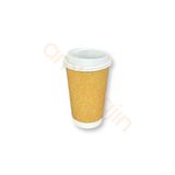 Ambalajın 100 Adet 16 Oz Double Wall Karton Bardak Beyaz Kapaklı – DW Tek Kullanımlık Çift Katlı Kahve ve Çay