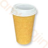 Ambalajın 16 Oz Kahverengi Kraft Beyaz Kapaklı Baskısız Karton Sıcak Kahve Bardağı - 500 Adet