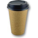 Ambalajın 16 Oz Kahverengi Kraft Kapaklı Baskısız Karton Sıcak Kahve Bardağı - 100 Adet