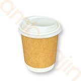 Ambalajın 8 Oz Double Wall Karton Bardak Beyaz Kapaklı – Dw Tek Kullanımlık Çift Katlı Kahve ve Çay Bardağı - 300 Adet