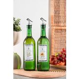 Amber | Ahşap Standlı 2'li 350 ml Zeytinyağı Sıvıyağ Şişesi Yağlık Yağdanlık