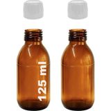 Amber Ecza Şişesi, 125 Ml, Kahverengi Cam, Plastik Contalı Kilit Kapak, Hava ve Sıvı Sızdırmaz, 28MM Ağız Çaplı, Parfüm Demlemek Için Uygun, 2 Adet (1 - 001 - Beyaz - 0,5 ml