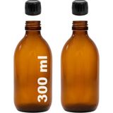 Amber Ecza Şişesi, 300 Ml, Kahverengi Cam, Plastik Contalı Kilit Kapak, Hava ve Sıvı Sızdırmaz, 28MM Ağız Çaplı, Parfüm Demlemek Için Uygun, 2 Adet (3 - 001 - Beyaz - 0,5 ml