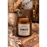 Amber Kokulu Mum -%100 Doğal Soya Mumu - Metal Kapaklı Cam Kavanozda 100 gr (Vanilya)