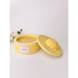 Amber Kokulu Mum, Kapaklı Dekoratif Tabak Mum, Çift Fitil - Sarı
