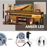 Amber LED 12V Yüksek Parlaklık 3 Dirençli Double PCB Şerit LED Tak Çalıştır Hazır Set, 5 Metre Amber, Çıt Çıt Aç-Kapa Anahtar ve Adaptör Dahil, Gizli Aydınlatma, Mutfak, Tezgah, Dolap İçi ve Ayna İçin