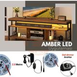 Amber LED 12V Yüksek Parlaklık 4040 Şerit LED Tak Çalıştır Hazır Set, 2.5 Metre Amber, Dali Dimmer Aç-Kapa Anahtar ve Adaptör Dahil, Gizli Aydınlatma, Mutfak, Tezgah, Dolap İçi ve Ayna İçin - 2,5 m