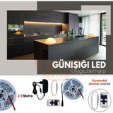 Amber LED 12V Yüksek Parlaklık 4040 Şerit LED Tak Çalıştır Hazır Set, 2,5 Metre Günışığı, Kumandalı Aç-Kapa Dimmer ve Adaptör Dahil, Gizli Aydınlatma, Mutfak, Tezgah, Dolap Içi ve Ayna Için - Gün Işığı