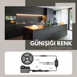Amber LED 12V Yüksek Parlaklık 4040 Şerit LED Tak Çalıştır Hazır Set, 5 Metre Günışığı, Dokunmatik Aç-Kapa Dim edilebilir Anahtar ve Adaptör Dahil, Gizli Aydınlatma, Mutfak, Tezgah, Dolap İçi ve Ayna İçin - Gün Işığı