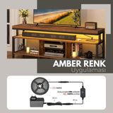 Amber LED 12V Yüksek Parlaklık Şerit LED Tak Çalıştır Hazır Set, 2,5 Metre Amber, Dokunmatik Aç-Kapa Dim Edilebilir Anahtar ve Adaptör Dahil, Gizli Aydınlatma, Mutfak, Tezgah, Dolap Içi ve Ayna Için