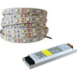 Amber LED 3 Dirençli Double PCB Yeni Nesil Şerit LED Beyaz 5 Metre + 5 Amper 60W LED Trafo