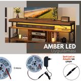 Amber LED 5 Metre Amber Şerit LED Jaklı 3 Dirençli Double PCB İç Mekan Tak Çalıştır Adaptör Dahil 12V IP20 Yeni Nesil Yüksek Lümen, Tezgah, Dolap, Mutfak, Ayna Aydınlatma İçin