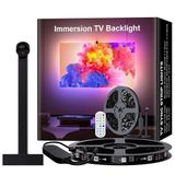 Amber LED Ambilight Tv Arkası Şerit LED 5 Metre, Kameralı Ekran Renk Senkronizasyonu, Rgb-Ic Akıllı Ambiyans Aydınlatma, App/kumanda Kontrollü, 75 Inç Tv Uyumlu (Usb 5V)