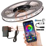 Amber LED Bluetoothlu ve Müziğe Duyarlı Rgb Şerit LED Set Tak Çalıştır 5050 3 Çipli Iç Mekan Silikonsuz - 3 m
