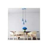 Amber LED Metal Gövdeli 3'lü Tepsi Sarkıt Mavi Oturma Odası Aydınlatma E27, Mavi-LIGHTBLUE