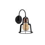 Amber LED Metal Gövdeli Tekli Aplik Modern Tasarım Yatak Odası ve Oturma Odası için E27 Uyumlu, Siyah-1138