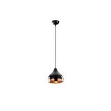 Amber LED Metal Gövdeli Tekli Sarkıt Parlak Siyah Mutfak ve Salon Aydınlatması E27 Uyumlu, Siyah-6866