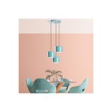 Amber LED Minimal Metal Gövdeli 3'lü Tepsi Sarkıt Turkuaz Salon Aydınlatması E27 Uyumlu, Çok Renkli-TURQUOISE