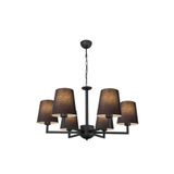 Amber LED Modern Abajur Başlıklı 6'lı Avize Siyah Metal Gövde ile Salon ve Mutfak için, Siyah-4641