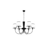 Amber LED Modern Abajur Başlıklı 6'lı Avize Siyah Metal Gövde ile Salon ve Yatak Odası için E27 Uyumlu, Siyah-3012