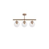 Amber LED Modern Camlı 3'lü Plafönyer Oturma Odası ve Yatak Odası için E14 Uyumlu, Bej-10265