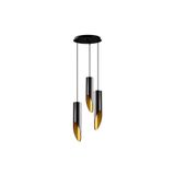 Amber LED Modern Metal 3'lü Tepsi Sarkıt Pütürlü Siyah E27 Uyumlu, Siyah-6916