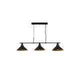 Amber LED Modern Metal Gövdeli 3'lü Plafönyer Siyah Gold Yatak Odası ve Salon, Siyah-835