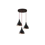 Amber LED Modern Metal Gövdeli 3'lü Tepsi Sarkıt Aydınlatma Yatak Odası ve Oturma Odası için E27 Uyumlu, Siyah-1398