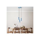 Amber LED Modern Metal Gövdeli 3'Lü Tepsi Sarkıt Mavi E27 Uyumlu, Mavi-LIGHTBLUE