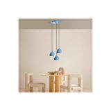 Amber LED Modern Metal Gövdeli 3'lü Tepsi Sarkıt Mavi Oturma Odası E27 Uyumlu, Mavi-LIGHTBLUE TOP-15-241-1