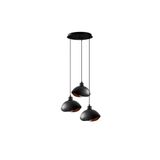 Amber LED Modern Metal Gövdeli 3'lü Tepsi Sarkıt Mutfak ve Salon Aydınlatması E27 Uyumlu, Siyah-986