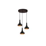 Amber LED Modern Metal Gövdeli 3'lü Tepsi Sarkıt Mutfak ve Salon için E27 Uyumlu, Siyah-1374