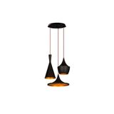 Amber LED Modern Metal Gövdeli 3'Lü Tepsi Sarkıt Mutfak ve Salon için E27 Uyumlu, Siyah-3556