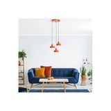 Amber LED Modern Metal Gövdeli 3'lü Tepsi Sarkıt Mutfak ve Salon için E27 Uyumlu, Turuncu-3