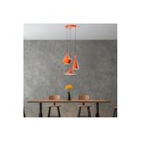 Amber LED Modern Metal Gövdeli 3'lü Tepsi Sarkıt Mutfak ve Salon için E27 Uyumlu, Turuncu-ORANGE TOM-3556