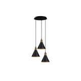 Amber LED Modern Metal Gövdeli 3'lü Tepsi Sarkıt Parlak Siyah Oda Aydınlatma E27 Uyumlu, Siyah-3