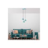 Amber LED Modern Metal Gövdeli 3'lü Tepsi Sarkıt Parlak Turkuaz E27 Uyumlu, Mavi-TURQUOISE TOP-15-241-1