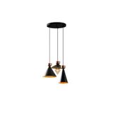 Amber LED Modern Metal Gövdeli 3'lü Tepsi Sarkıt Siyah Aydınlatma, Siyah-6051