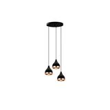 Amber LED Modern Metal Gövdeli 3'lü Tepsi Sarkıt Siyah Aydınlatma, Siyah-7036