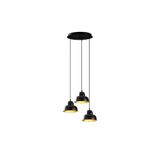 Amber LED Modern Metal Gövdeli 3'lü Tepsi Sarkıt Siyah Gold Oturma Odası Aydınlatma E27, Siyah-3