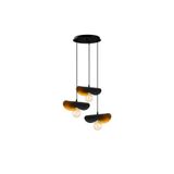 Amber LED Modern Metal Gövdeli 3'lü Tepsi Sarkıt Siyah Oturma Odası Aydınlatma E27 Uyumlu, Siyah-966