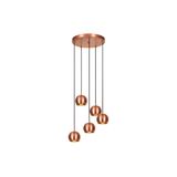 Amber LED Modern Metal Gövdeli 5'Li Tepsi Sarkıt Parlak Bakır Aydınlatma, Parlak Bakır-999